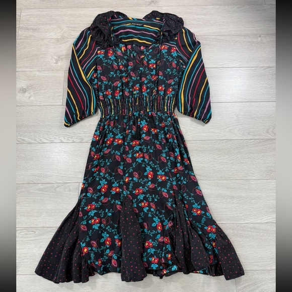 Betsey Johnson New York Vintage 90s Silk Floral Long Sleeve Dress - Picture 2 of 12